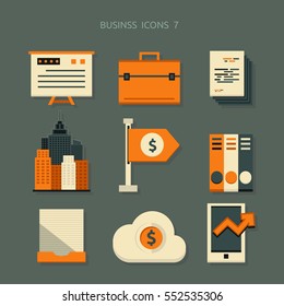 icon Office equipment business Teamwork success graph financial profits The triumph of centrifugal vector