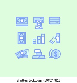 icon Office equipment business Teamwork success graph financial profits The triumph of centrifugal vector on green background money graph