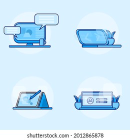 Icon Office Set in Flat Design Illustration