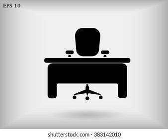 Icon Office. Table and chair. Vector.