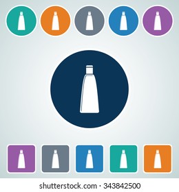 Icon of Oil Bottle in Multi Color Circle & Square Shape. Eps-10.