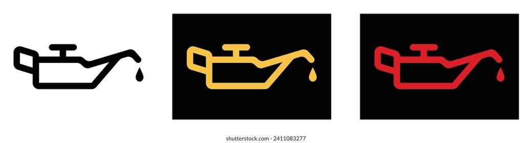 Icono del motor de comprobación de aceite. Motor de auto. Indicador de la luz de advertencia. Símbolo vector de presión en el motor. Logotipo para el tablero de mandos, panel para automóviles y servicio