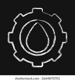 Icon Ölentwicklung. Elemente der Ölindustrie. Symbol im Kreidestil.