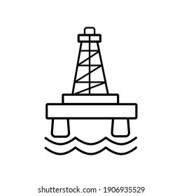 Icon oil or gas rig (offshore platform), isolated on a white background. Offshore Oil Production Platform. Oil Industry. Simple Vector illustration