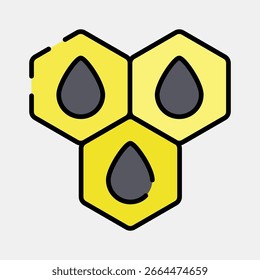 Molécula de óleo de ícone. Elementos da indústria petrolífera. Ícone no estilo de linha preenchida.