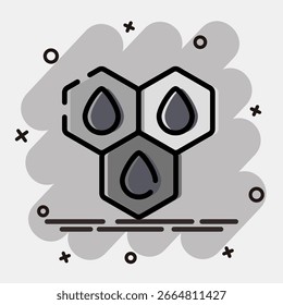 Molécula de óleo de ícone. Elementos da indústria petrolífera. Ícone em estilo cômico.