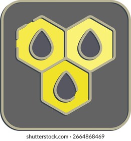 Molécula de aceite de icono. Elementos de la Industria Petrolera. Icono en estilo en relieve.