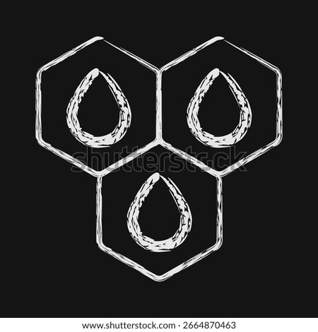Icon oil molecule. Oil Industry elements. Icon in chalk style.