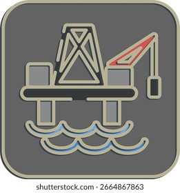Plataforma de aceite de icono. Elementos de la Industria Petrolera. Icono en estilo en relieve.