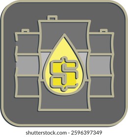 Icon oil price. Economy elements. Icon in embossed style.