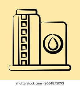 Icono de almacenamiento de aceite. Elementos de la Industria Petrolera. Icono en estilo dibujado a mano.