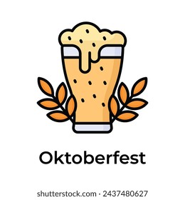 Icon of oktoberfest in trendy design style, beer glass vector