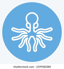Icon Oktopus. suitable for seafood symbol. blue eyes style. simple design editable. design template vector. simple illustration