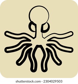 Icon Oktopus. suitable for seafood symbol. hand drawn style. simple design editable. design template