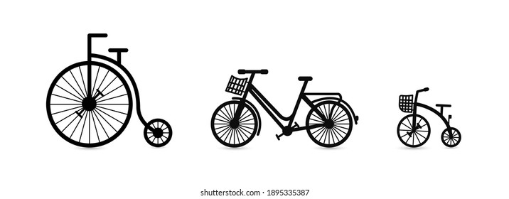 Icon of the old bike. Retro. Black color. Vector illustration