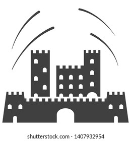 Icon old castle. Vector on white background.