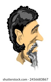 icon of an old grandfather's head with a beard without a background