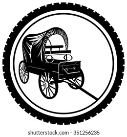 The icon with an old van. The illustration on a white background. svg