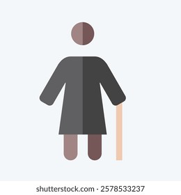 Icon Old Woman. related to Retirement symbol. flat style. design editable