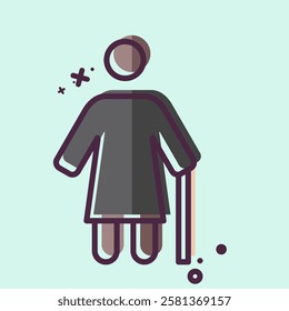Icon Old Woman. related to Retirement symbol. MBE style. design editable