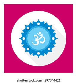 Icon of om sign on background with floral elements