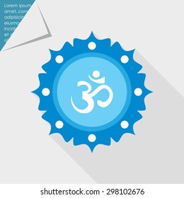 Icon of om sign on background with floral elements