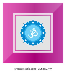 Icon of om sign on background with floral elements