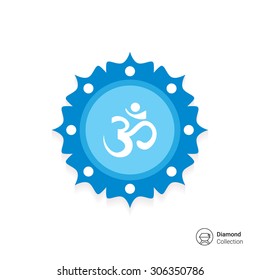 Icon of om sign on background with floral elements