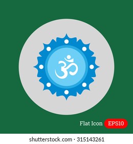 Icon of om sign on background with floral elements