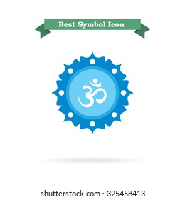Icon of om sign on background with floral elements