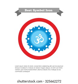 Icon of om sign on background with floral elements
