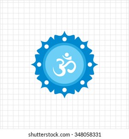 Icon of om sign on background with floral elements