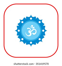 Icon of om sign on background with floral elements