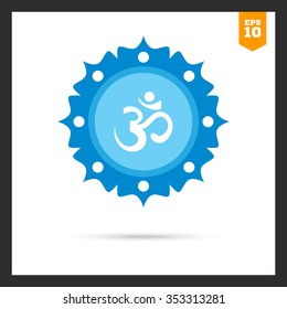 Icon of om sign on background with floral elements
