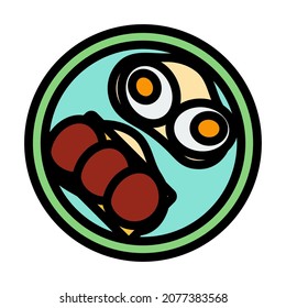 Icono De Omlet Y Sándwich. Contorno de negrita editable con diseño de relleno de color. Ilustración vectorial.