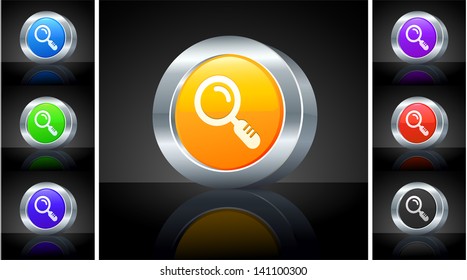 Icon on 3D Button with Metallic Rim Original Illustration 