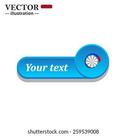 icon on the blue button for websites. White background with shadow. Your text. metal volume control, red, blue, light, vector illustration, EPS 10
