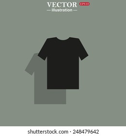 Icon on a green background with shadow. Tshirt, vector illustration, EPS 10