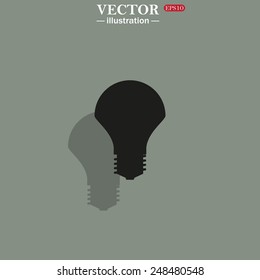 Icon on a green background with shadow. LED lamp , vector illustration, EPS 10