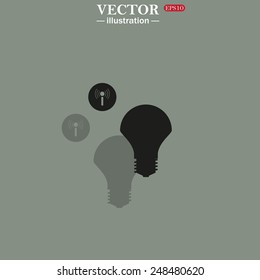 Icon on a green background with shadow. LED lamp controlled via wi-fi network, vector illustration, EPS 10