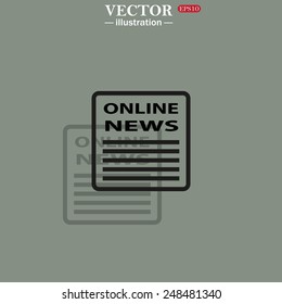 Icon on a green background with shadow. of online news, vector illustration, EPS 10 