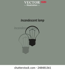 Icon on a green background with shadow. incandescent bulb, vector illustration, EPS 10