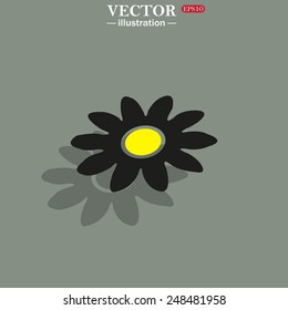 Icon on a green background with shadow. daisy,vector illustration, EPS 10
