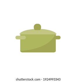Icon on green cooking pan on white background flat vector illustration