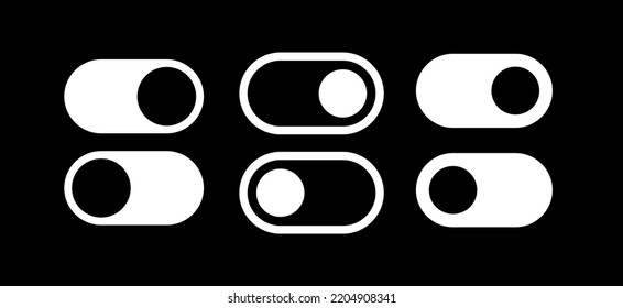 Icon on and off. Designation of parameter activity, on web and mobile devices. Isolated vector illustration on black background.
