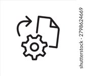Icon on Reverse Engineering, Reverse Development. Process of Restoring Sources From the Final Product. Such Line Sign as Gear and Drawing. Vector Icon for Web and App in Outline Editable Stroke.