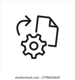 Icon on Reverse Engineering, Reverse Development. Process of Restoring Sources From the Final Product. Such Line Sign as Gear and Drawing. Vector Icon for Web and App in Outline Editable Stroke.