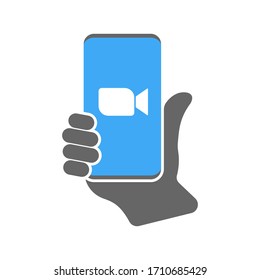С icono de cámara en smartphone/ Vector Illustration. EPS 10
