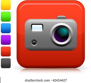 icon on square internet button  Six color options included.