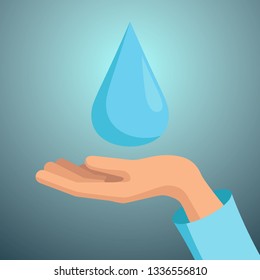 Icon on the theme of ecology. Vector flat icon of eco-friendly. Save water